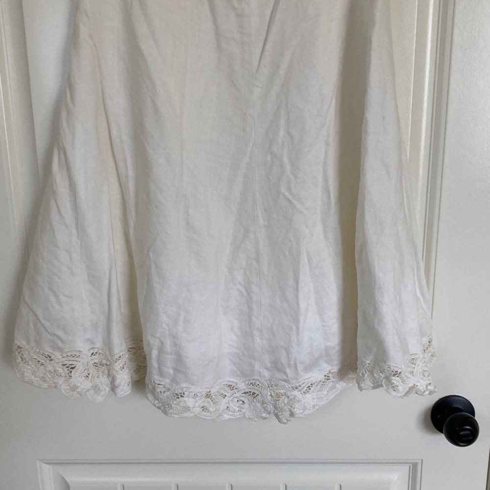 Banana Republic Factory Womens White Linen Lace Hem Skirt Size 4 Classic A‎ Line - Picture 5 of 16